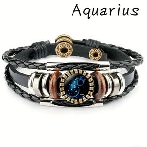 AQUARIUS Constellation Beaded PU Leather And Charm Bracelet ♒️